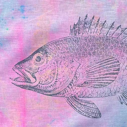 "Fische 3" - Einzelstück – Unique Geschirrtuch von Frohstoff 