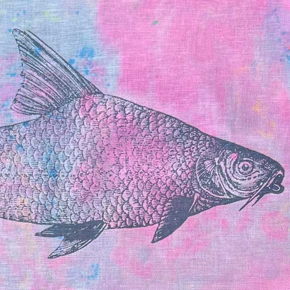 "Fische lila" - Einzelstück – Unique Geschirrtuch von Frohstoff 