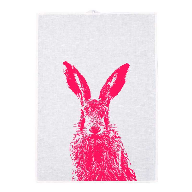 "Hase in neonpink" - Geschirrtuch von Frohstoff