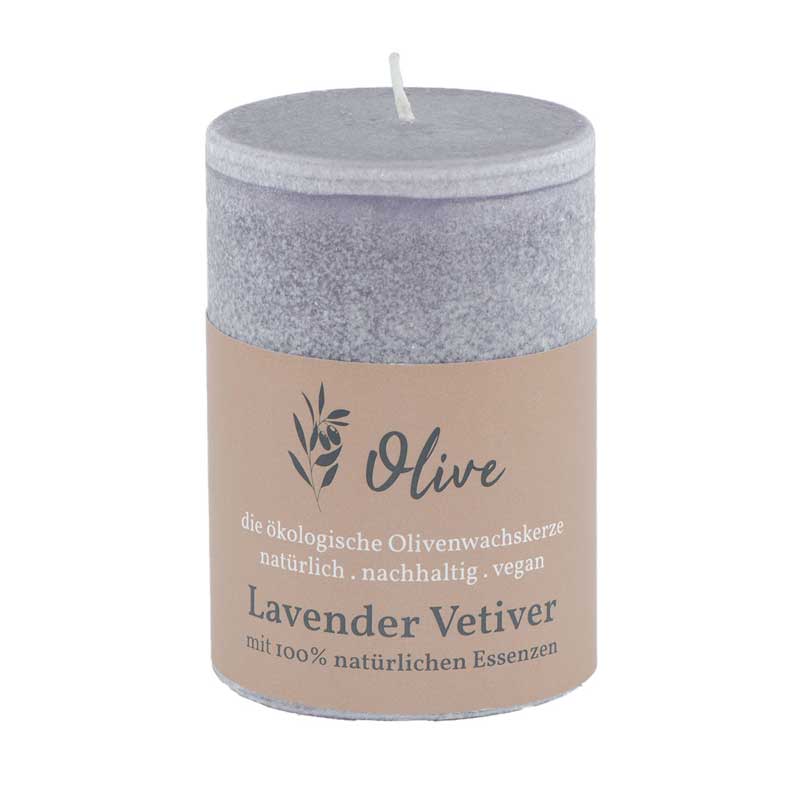 Lavendel & Vetiver / Olivenwachs Duftkerze mit 100% reinen Essenzen - von Schulthess Kerzen