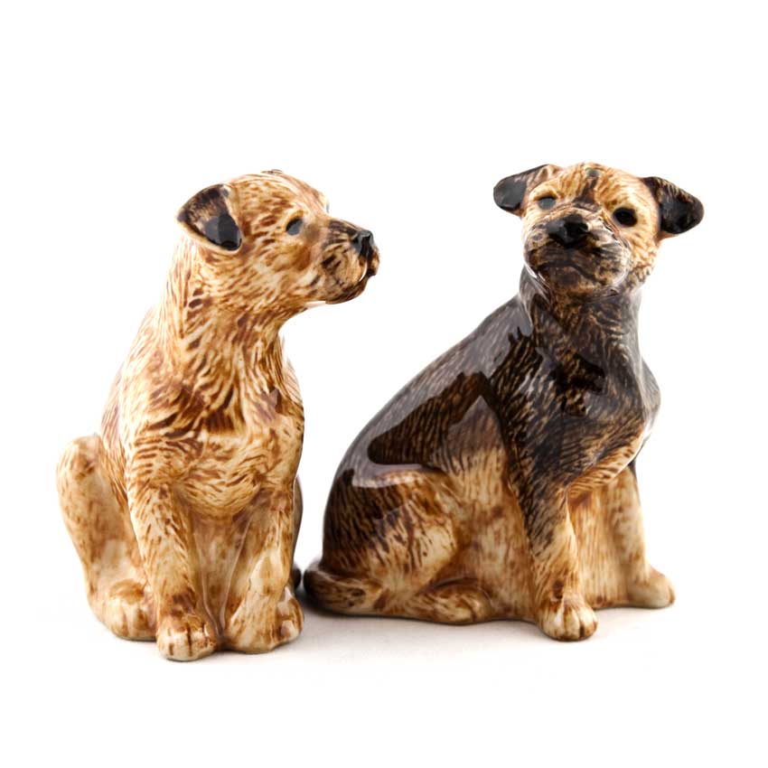 Border Terrier - die Salz und Pfeffer Streuer von Quail Ceramics 