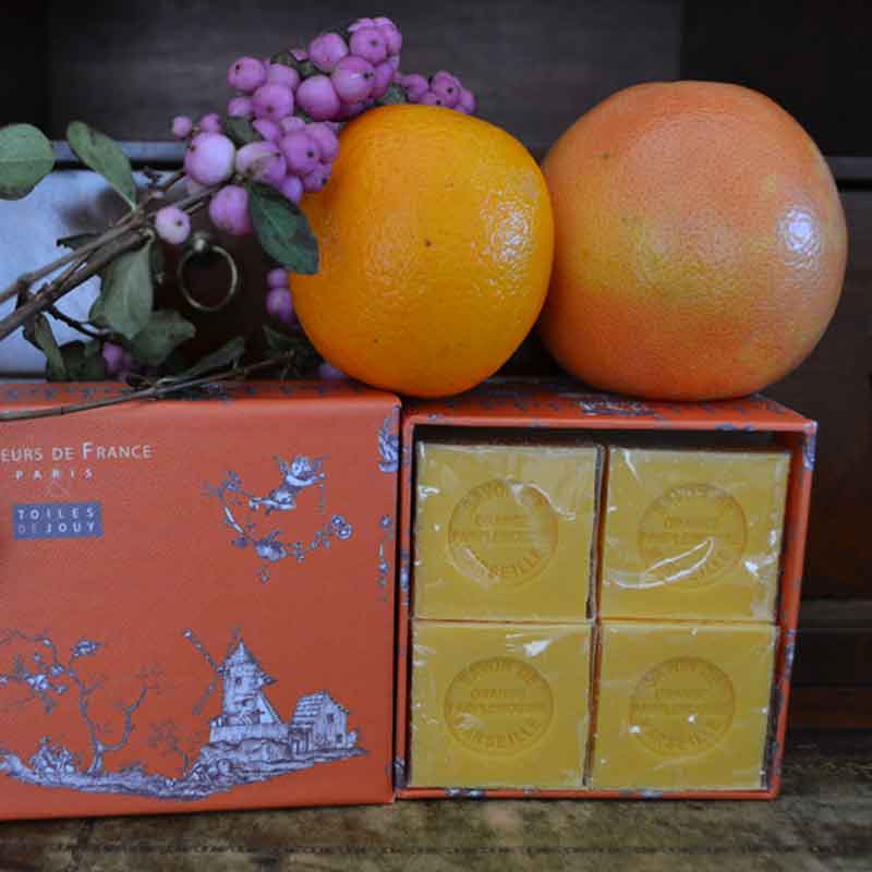 Orange - Grapefruit & Maiglöckchen  - 4 Würfelseifen von Senteurs de France 