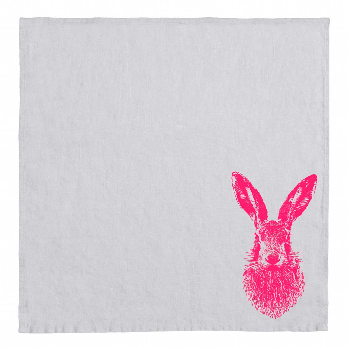"Feldhase Neonpink" - Serviette Leinen natur- von Frohstoff