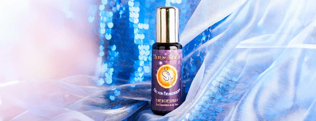 Aurum Indigo Energiespray – Frei von Fremdenergien, Aura-Spray zur energetischen Reinigung und Stärkung der Ausstrahlung, Lichtschutz und Balance für Körper, Geist und Seele.
