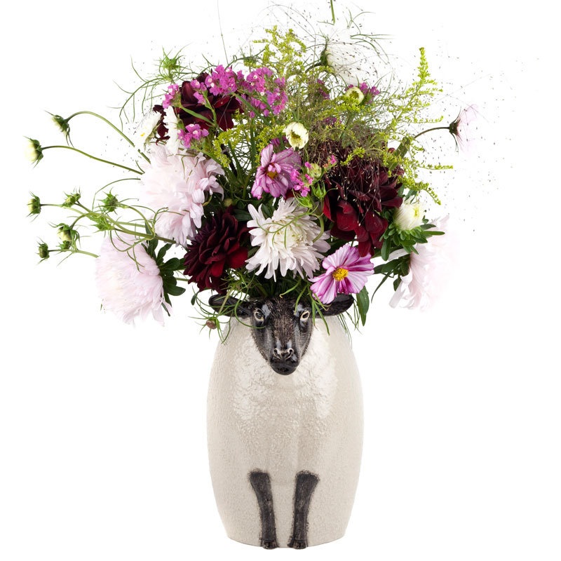 die große Suffolk Schaf Blumenvase von Quail Ceramics