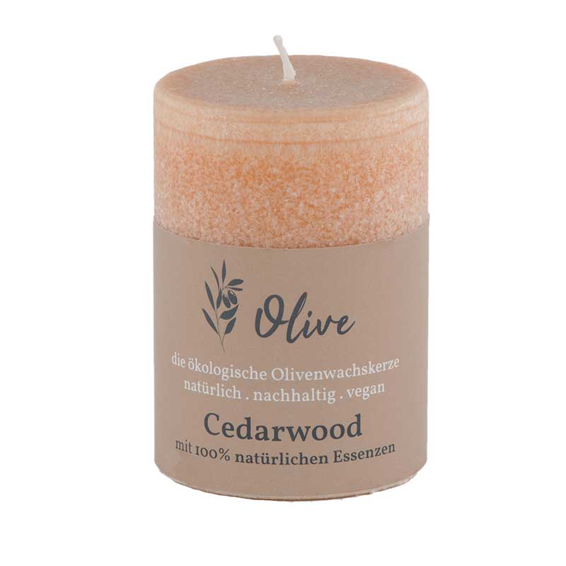 Cedarwood / Olivenwachs Duftkerze mit 100% reinen Essenzen - von Schulthess Kerzen