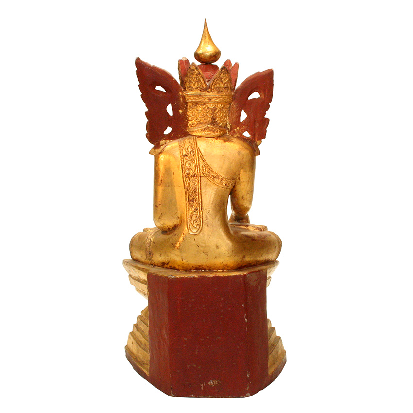 Sitzender Königsbuddha aus Teakholz - Eine besondere Rarität aus Burma
