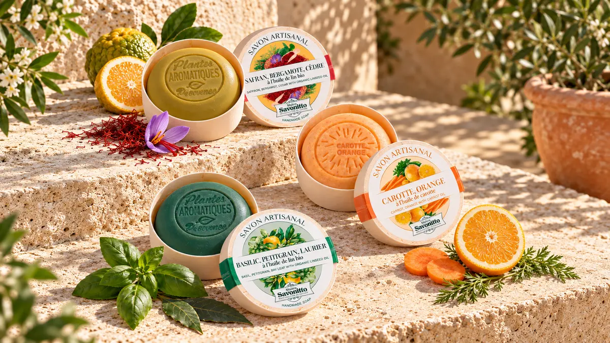 Maitre Savonitto Naturseifen mit Orange, Kräutern und Safran