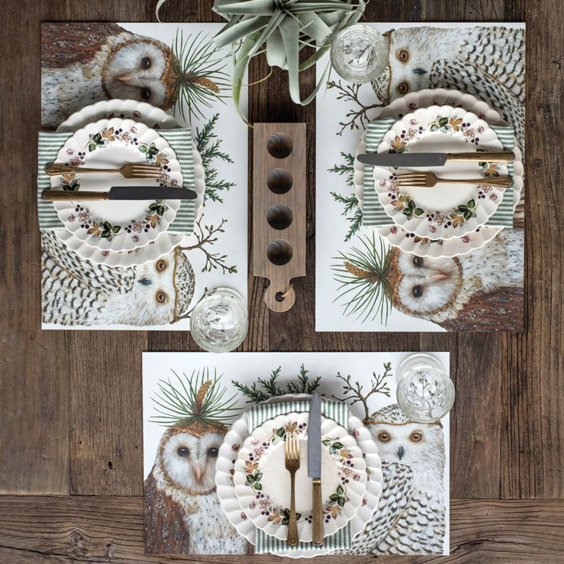 Placemats - Papier Tischsets "WINTER OWLS" von Hester & Cook  