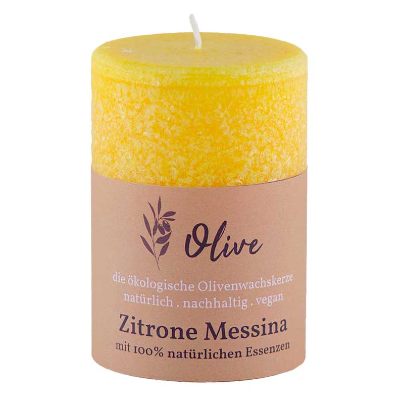Zitrone Messina / Olivenwachs Duftkerze mit 100% reinen Essenzen - von Schulthess Kerzen