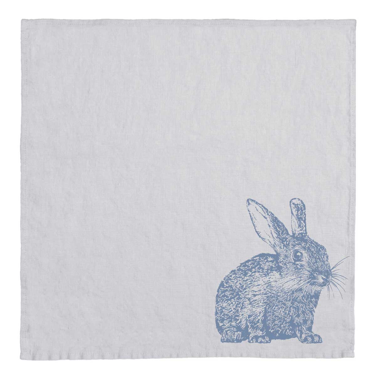 "Wildkaninchen blaugrau" - Serviette Leinen natur - von Frohstoff