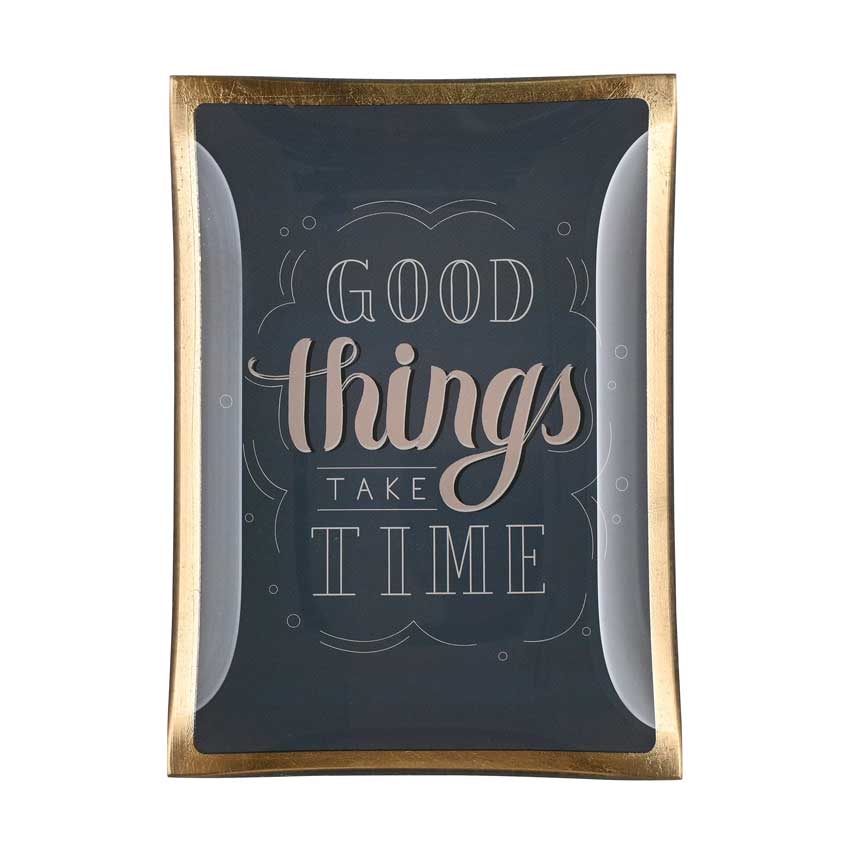 Love Plates - Glasteller "Good things take time" von Gift Company