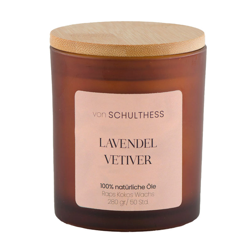 "Duft Lavendel & Vetiver" in der edlen Glaskollektion von Schulthess Kerzen 