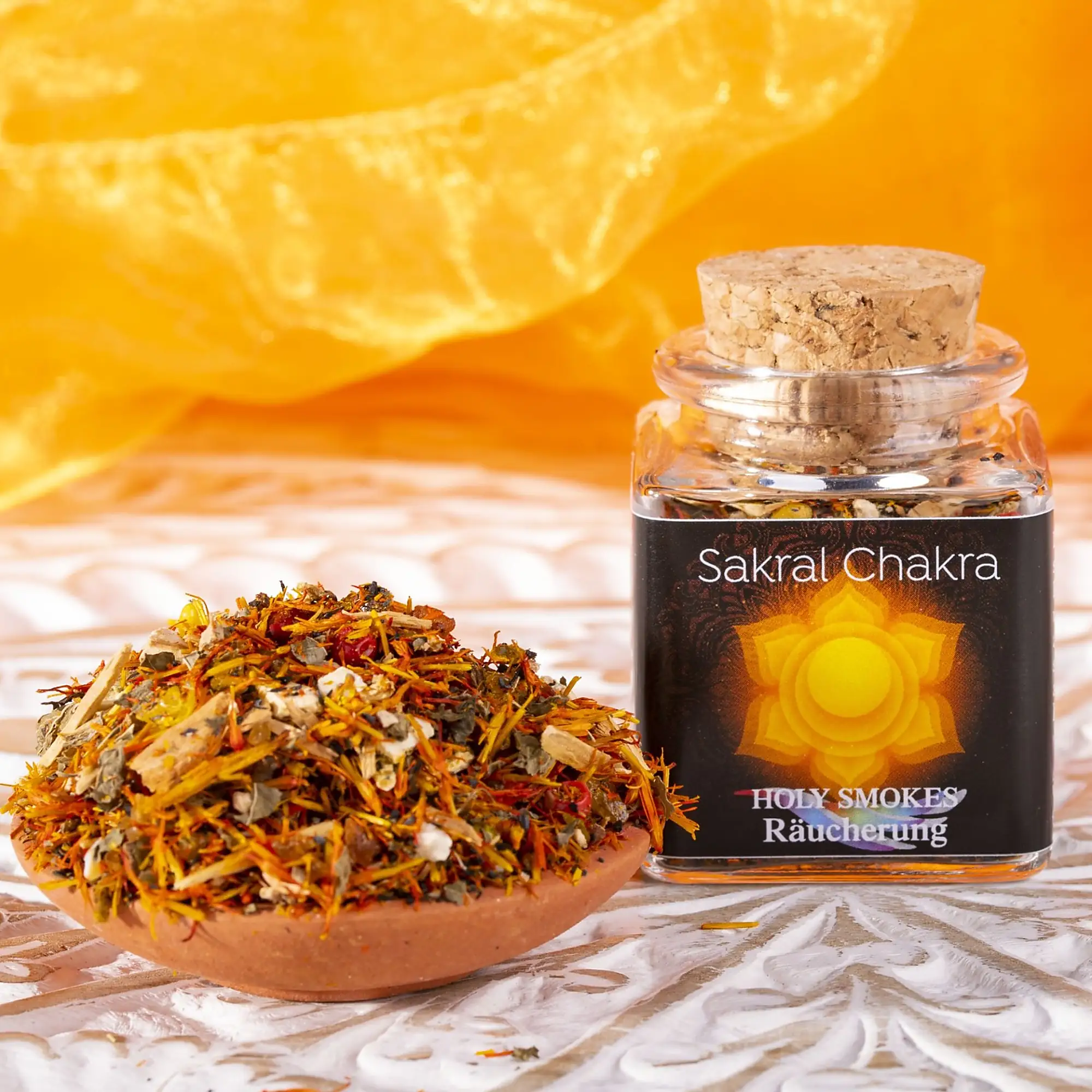 BERK Sakralchakra Räuchermischung Svadhisthana – natürliche Räuchermischung mit Benzoe, Potenzholz, Orangenschale und Sandelholz für Kreativität, Lebensfreude und Harmonie