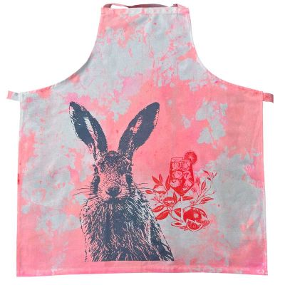 Atelier Unique Küchenschürze „Klopfer“ von Frohstoff aus Hamburg, handgefertigte Baumwollschürze mit Hasenmotiv und Handsiebdruck, jedes Stück ein Unikat