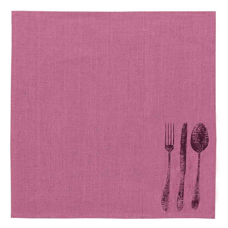 "Besteck - Farbe Erika " - Serviette aus Leinen - von Frohstoff