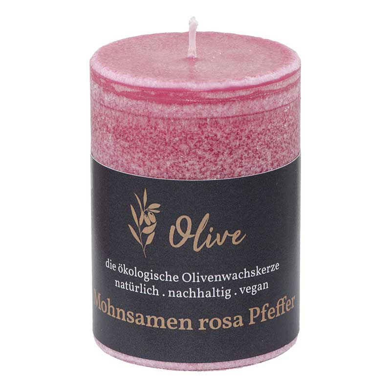 Mohnsamen - rosa Pfeffer / Olivenwachs Duftkerze von Schulthess Kerzen 