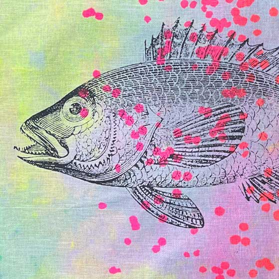 "Fische 2" - Einzelstück – Unique Geschirrtuch von Frohstoff 